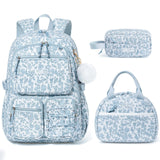 Fimibuke 3PCS Waterproof Backpack for School,Oxford Cloth Bookbag Set with Lunch Box & Pencil Case,School Bag for Elementary Middle High School,Back to School Gift,Birthday'S Gift,Back to School Shopping,Travel Essentials