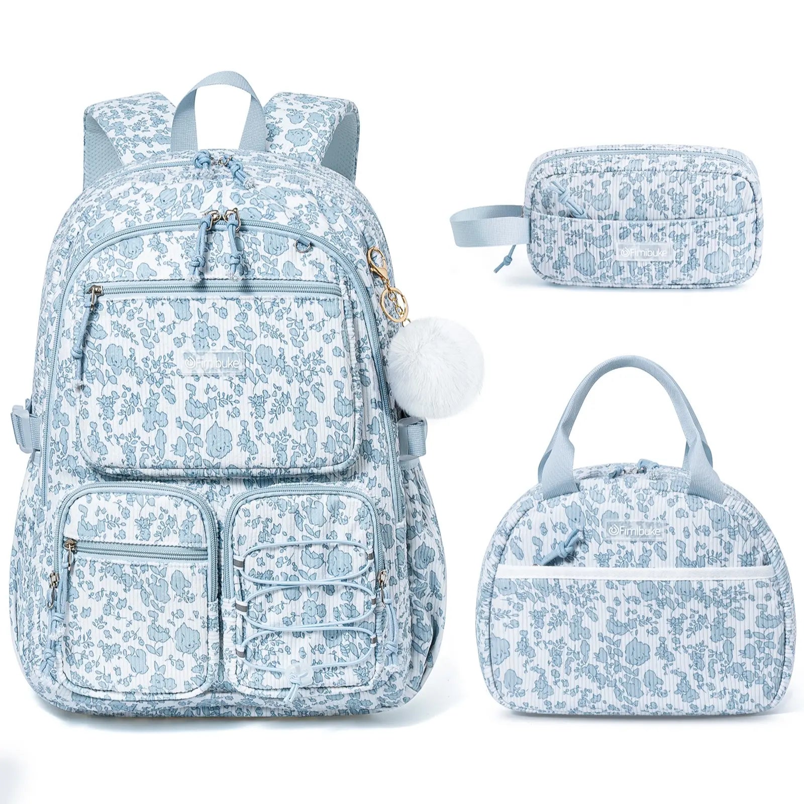 Fimibuke 3PCS Waterproof Backpack for School,Oxford Cloth Bookbag Set with Lunch Box & Pencil Case,School Bag for Elementary Middle High School,Back to School Gift,Birthday'S Gift,Back to School Shopping,Travel Essentials