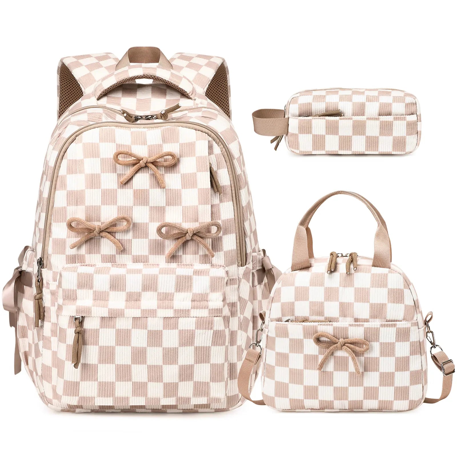 SIMILOVE 3PCS Backpack for School- Corduroy Girls Backpack with Lunch Bag & Pencil Case, School Bag for Elementary Middle High School,Back to School Gift,Birthday'S Gift, Backpacks for School, Bookbag