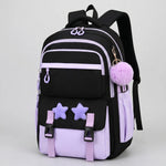 School Backpack Set for Girls, Chic Color-Block Waterproof Nylon, Ultra-Light Large Capacity for Back to School & Sleepovers, Back to School Haul, Casual,Back to School,Back to School Haul