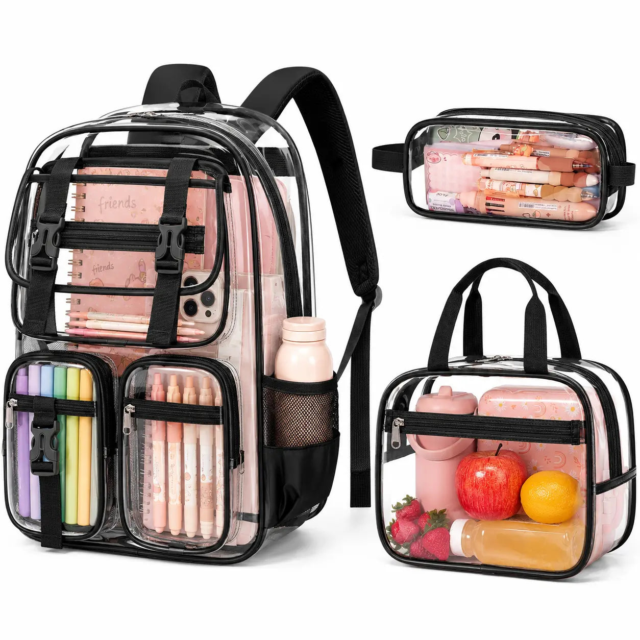 Fimibuke 3PCS Waterproof Backpack for School,Oxford Cloth Bookbag Set with Lunch Box & Pencil Case,School Bag for Elementary Middle High School,Back to School Gift,Birthday'S Gift,Back to School Shopping,Travel Essentials
