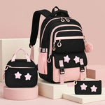 School Backpack Set for Girls, Chic Color-Block Waterproof Nylon, Ultra-Light Large Capacity for Back to School & Sleepovers, Back to School Haul, Casual,Back to School,Back to School Haul