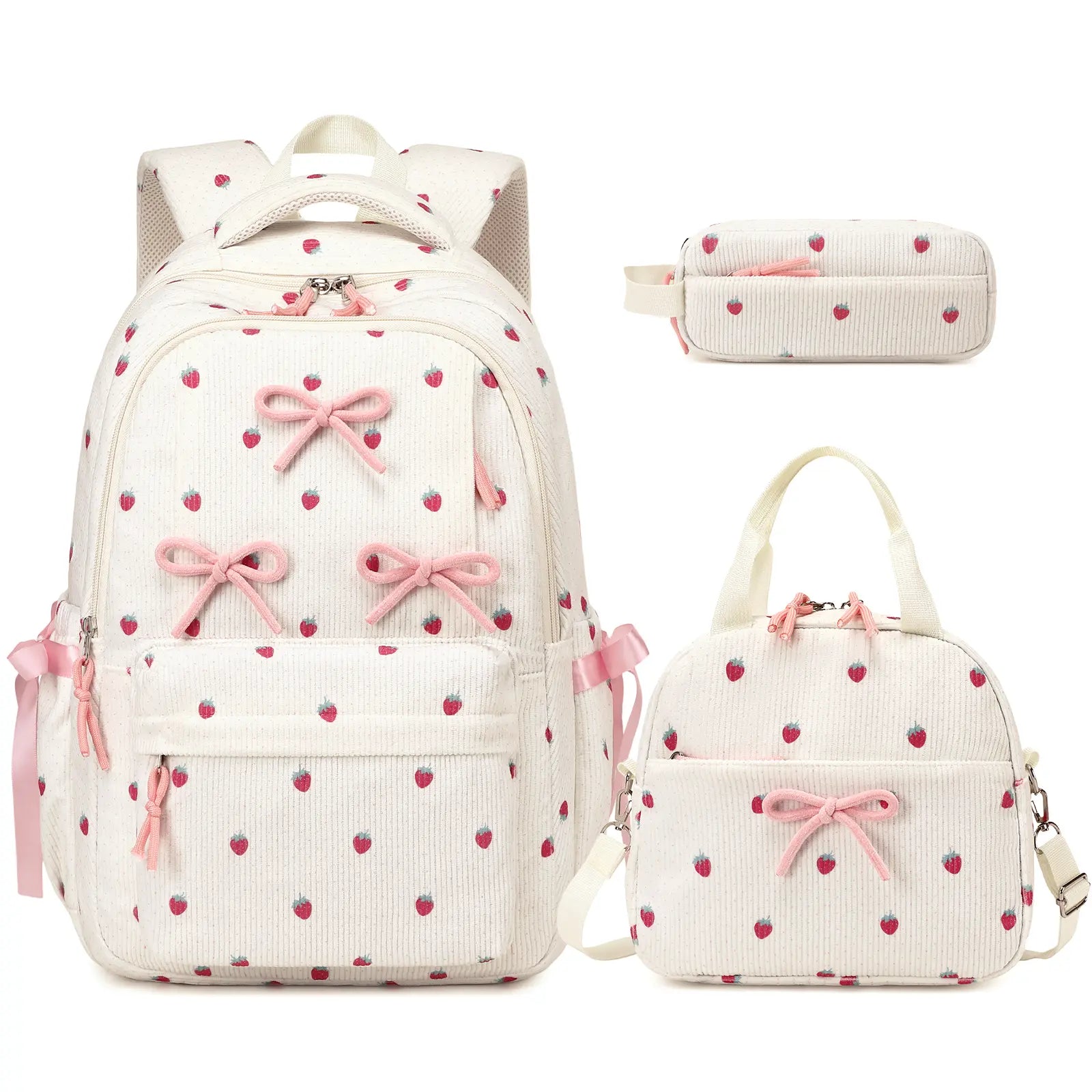 SIMILOVE 3PCS Backpack for School- Corduroy Girls Backpack with Lunch Bag & Pencil Case, School Bag for Elementary Middle High School,Back to School Gift,Birthday'S Gift, Backpacks for School, Bookbag