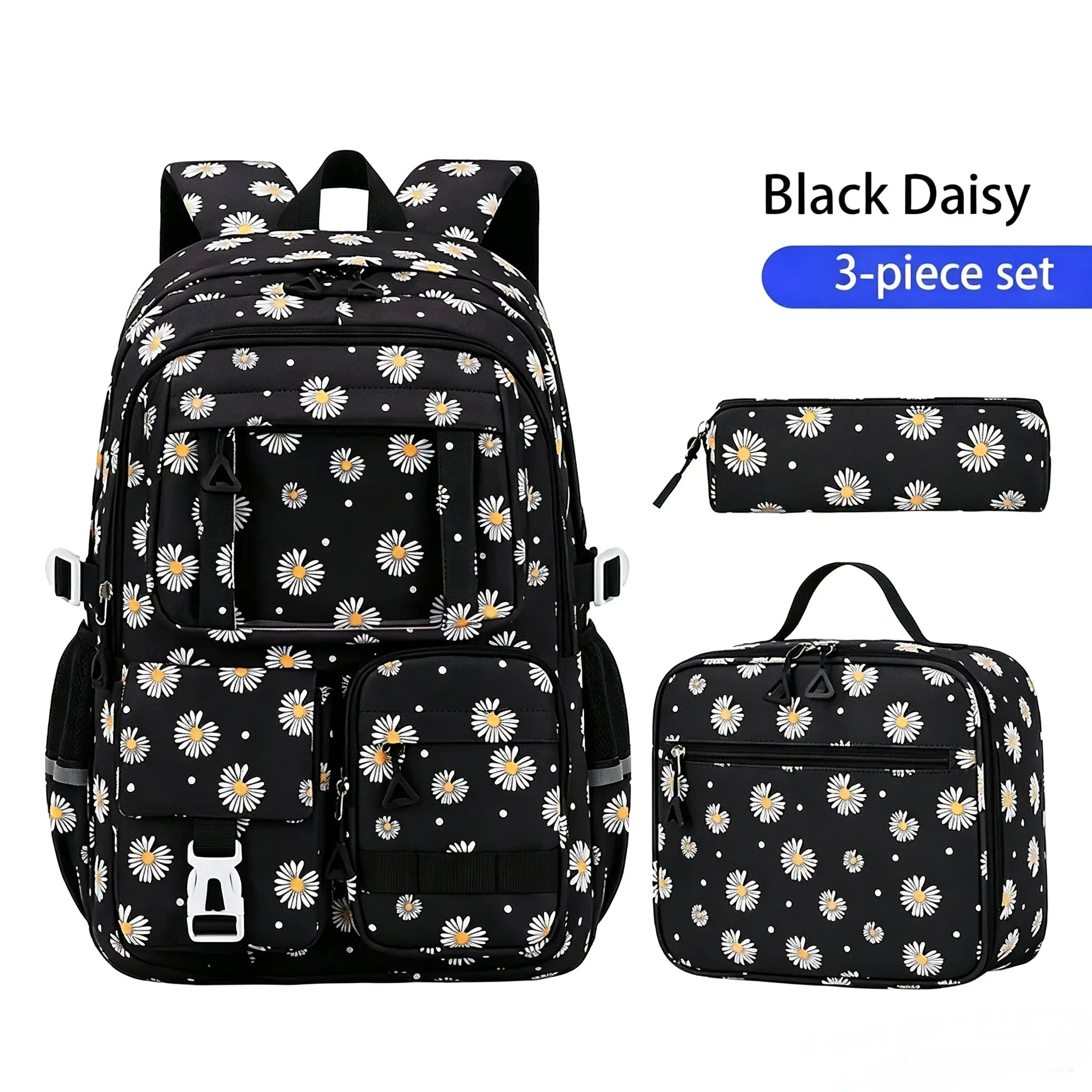 3PCS Waterproof Backpack for School,Oxford Cloth Bookbag Set with Lunch Box & Pencil Case,School Bag for Elementary Middle High School,Back to School Gift,Birthday'S Gift