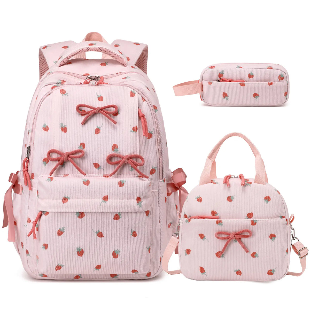 SIMILOVE 3PCS Backpack for School- Corduroy Girls Backpack with Lunch Bag & Pencil Case, School Bag for Elementary Middle High School,Back to School Gift,Birthday'S Gift, Backpacks for School, Bookbag