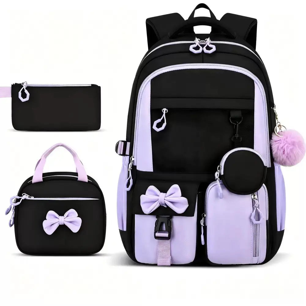 3PCS Waterproof Backpack for School,Oxford Cloth Bookbag Set with Lunch Box & Pencil Case,School Bag for Elementary Middle High School,Back to School Gift,Birthday'S Gift