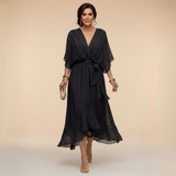 Nika | Lepršava Haljina s V-Izrezom i Elegantnom Siluetom