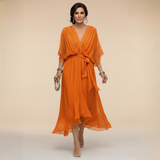 Nika | Lepršava Haljina s V-Izrezom i Elegantnom Siluetom