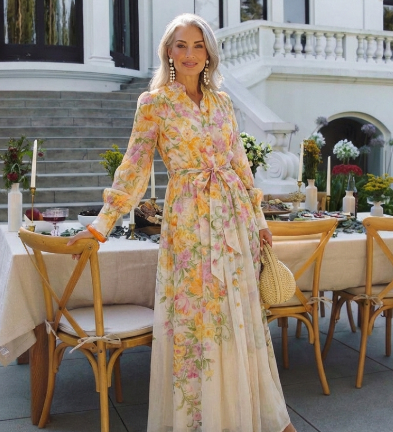 Cressida | Floral Sheer Long Sleeve Maxi Dress